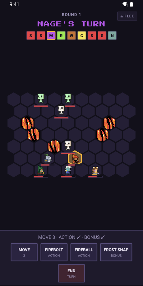 Turn-based hex battle in the Crypt