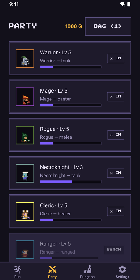 Party roster and recruiting